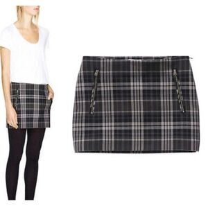 Aritzia Wilfred Clairaut Skirt Plaid Zipper Pocket Mini Gray Black